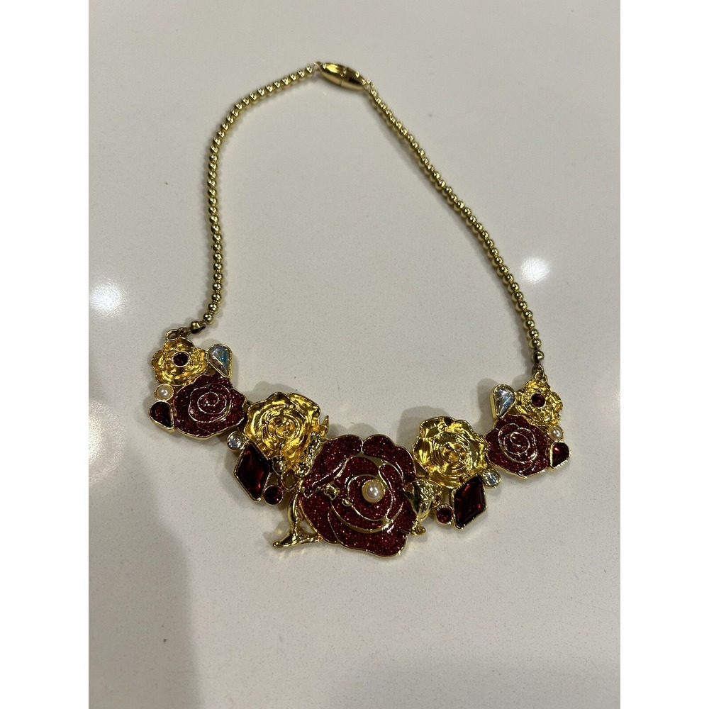 Disney‎ Store Belle Costume Jewelry Princess Necklace Beauty Beast Lumiere
